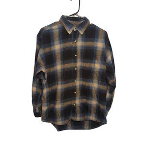 Hobbs Creek Men's Blue Gray Checkered Button Down Long Sleeve Casual Shirt Mediu